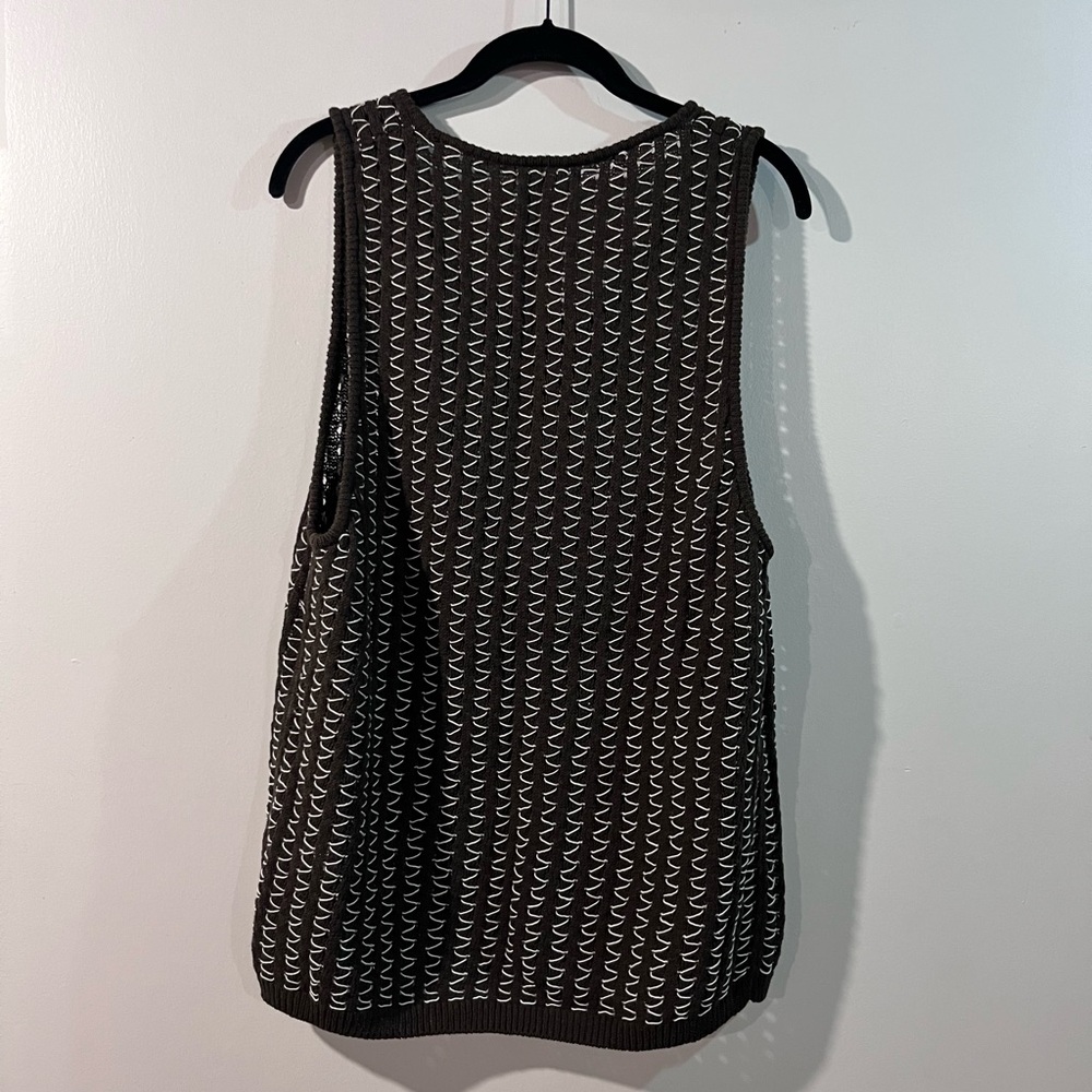 Zara Brown and White Zigzag Tank Top - Picture 3 of 3